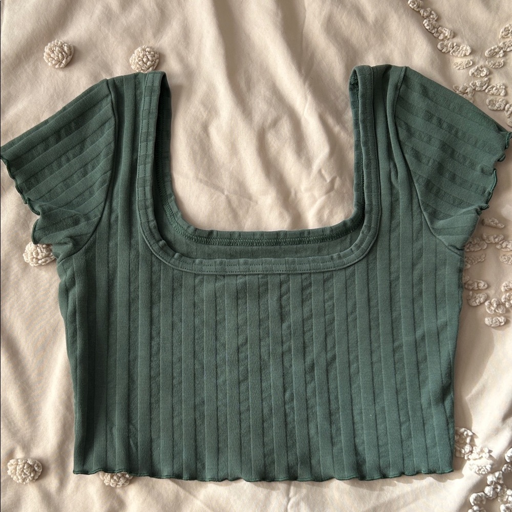 Aerie Teal Ribbed Crop Top